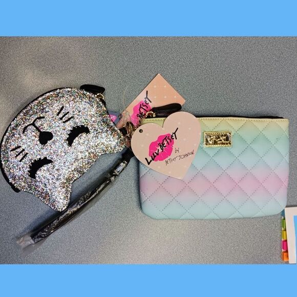 PRICE FIRM! NEW BETSEY JOHNSON 2FERONE BAG & WRISTLET. - Picture 7 of 9